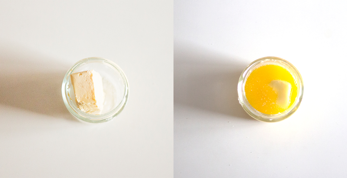 Tarta de manzana, canela y copos de avena - Mantequilla antes y después