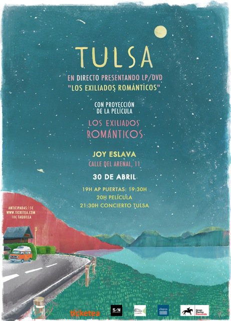 Cartel Tulsa y Los exiliados románticos - 30 de Abril